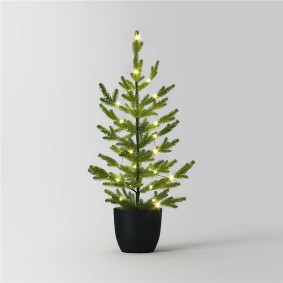 Wondershop Other - 3' Pre-lit Indexed Balsam Fir Mini Artificial Christmas Tree in Black Pot
